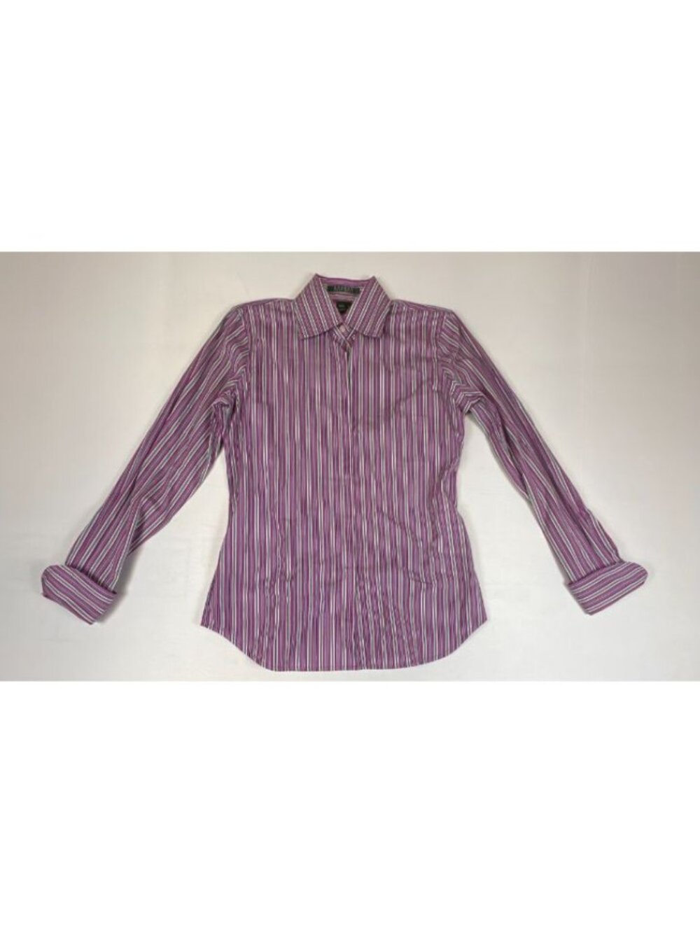 Lauren Ralph Lauren Womens S Purple Stripe Button Down Long Sleeve Shirt Cotton